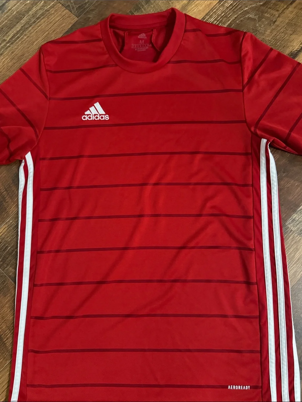 Adidas AeroReady Red Striped Performance Soccer Jersey Shirt Men’s Medium